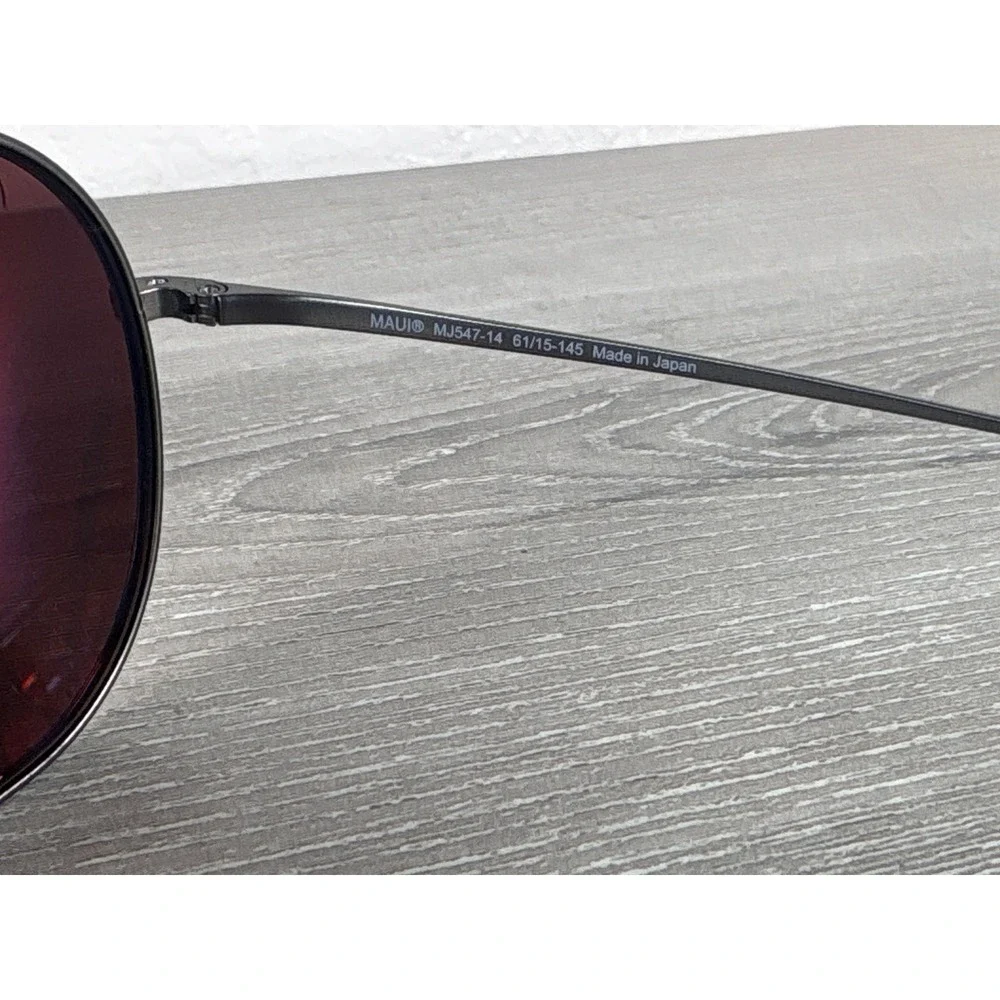 Maui Jim MJ547-14 Round Aviator Sunglasses Gunmetal Titanium Pink Mirror Polariz